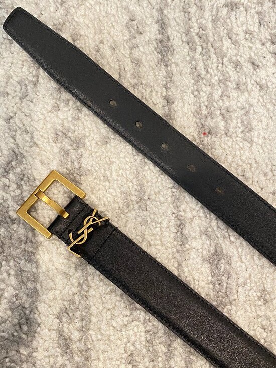 Saint Laurent YSL Cassandre Smooth Leather Belt in Black Size 85 main image 5